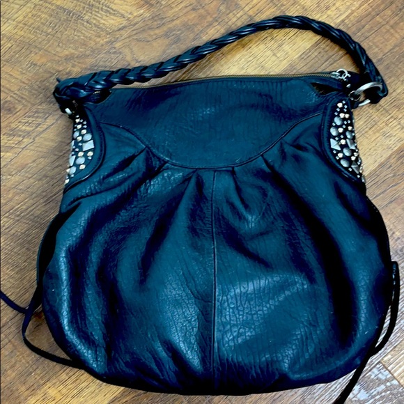 Marciano Black Leather Studs Large Hobo Bag - Picture 2 of 9